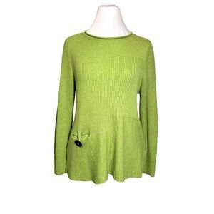 Habitat Cotton Sweater Size S Apple Green Cottage Boho Natural Loose Fit
